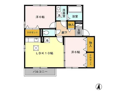 グランモア和田 C(2LDK/1階)の間取り写真
