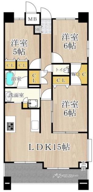 CITY SPIRE桜川II(3LDK/10階)の間取り写真