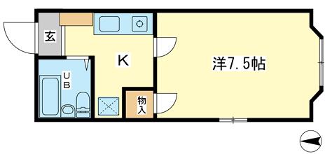 サンハイツ八代(1K/2階)の間取り写真