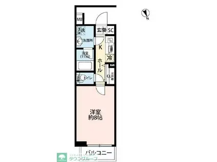 プレール・ドゥーク高井戸(1K/1階)の間取り写真