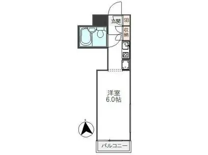 スカイコート生田(1K/1階)の間取り写真