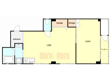 日暮通ビル(1LDK/3階)の間取り写真