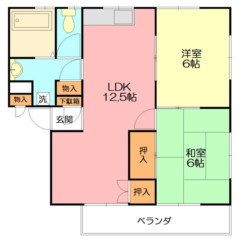 新倉ハイツ(2LDK/1階)の間取り写真