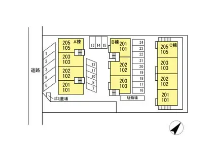 TRADサンリバーA(3DK/2階)の間取り写真