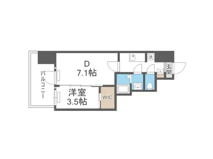 ファーストフィオーレ九条II(1DK/12階)の間取り写真