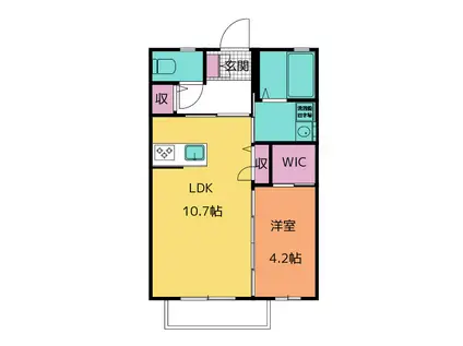 モンシャトーI(1LDK/2階)の間取り写真