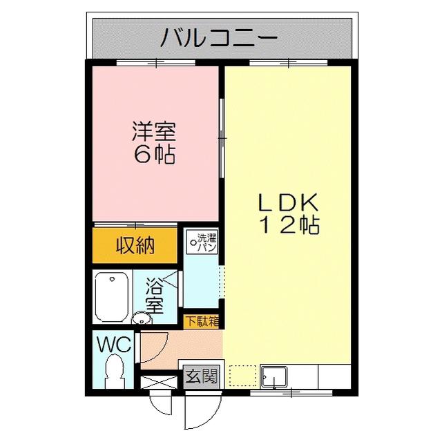 ペルル渡辺(1LDK/1階)の間取り写真