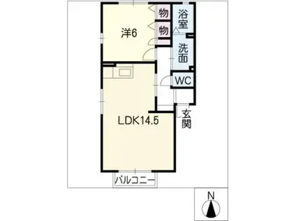 パラシオレアールA棟(1LDK/1階)の間取り写真