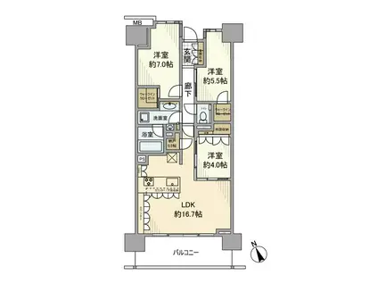 アトラス加賀(3LDK/11階)の間取り写真