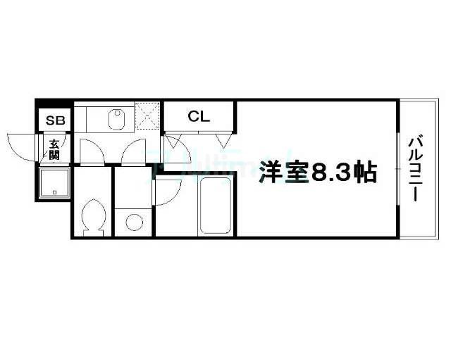 べラジオ京都東山II(1K/2階)の間取り写真