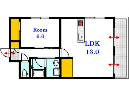 第2倉本ビル(1LDK/8階)の間取り写真