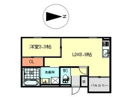 マルトーレMARTORE(1LDK/2階)の間取り写真