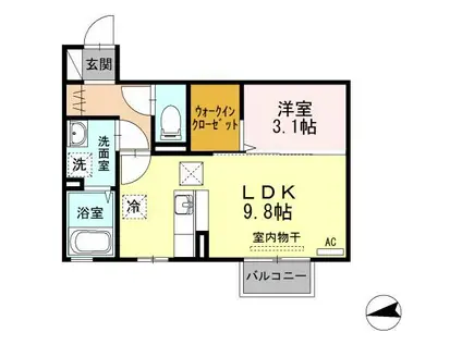 アルトプエンテ(1LDK/2階)の間取り写真