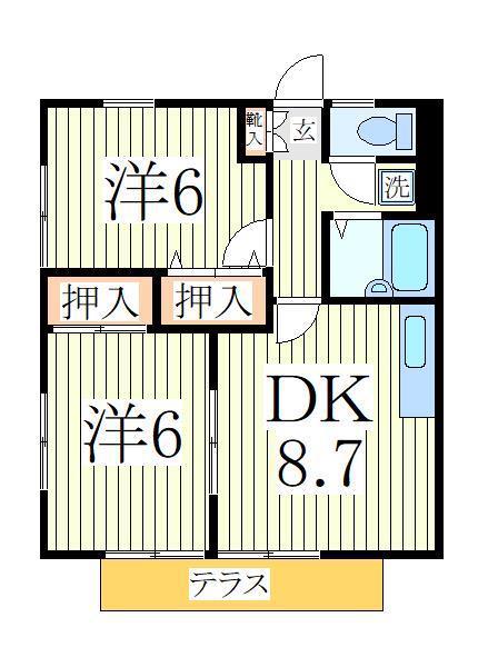 ハイム寿々(2DK/1階)の間取り写真