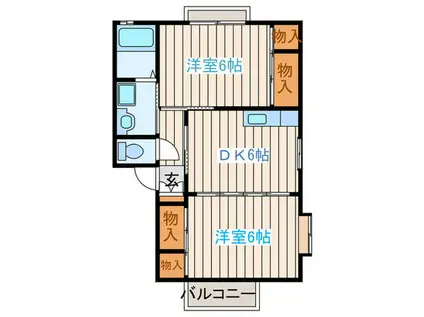 国見ヶ丘ヒルズ佐藤(2DK/1階)の間取り写真