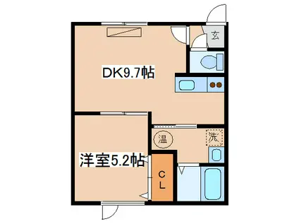 ハピネス富士見スカイハイツ(1DK/1階)の間取り写真