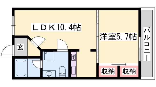 キャッスルコート南八代(1LDK/2階)の間取り写真