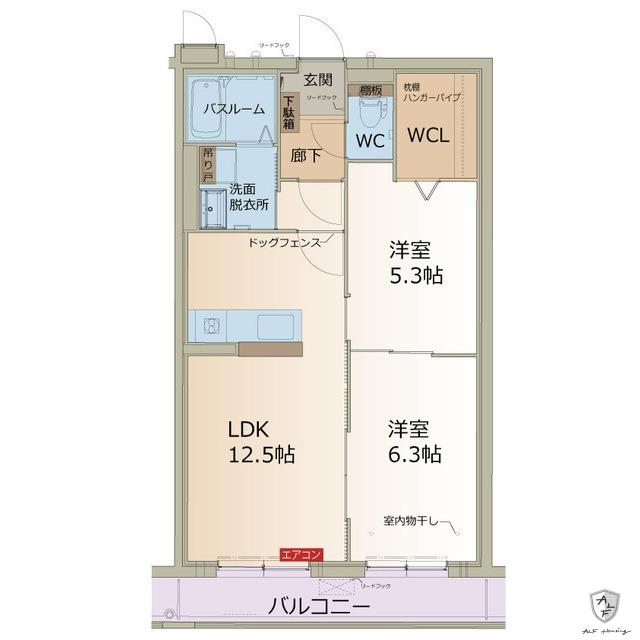 カーサ デルソーレ(2LDK/2階)の間取り写真