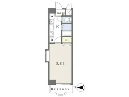 AROOM 光町(1K/4階)の間取り写真