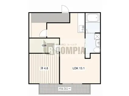 グリーンシティ守口(1LDK/2階)の間取り写真