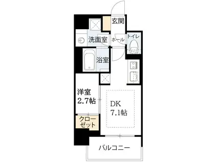 アーバネックス新町II(1DK/6階)の間取り写真