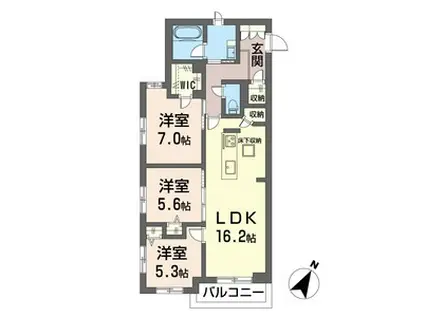 プレヴナンス東町II(3LDK/2階)の間取り写真