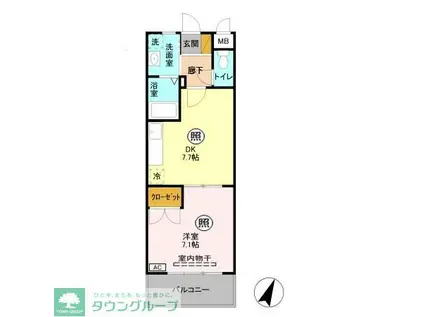 ハーモニーコートTOBE(1DK/2階)の間取り写真