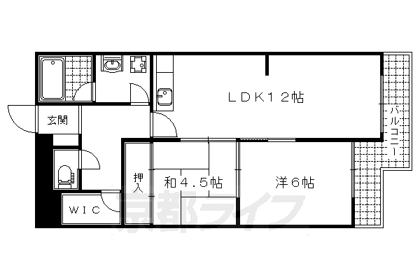ビューハイツ京都山科(2LDK/3階)の間取り写真