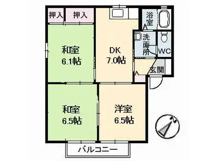 ポルテ野上(3DK/1階)の間取り写真