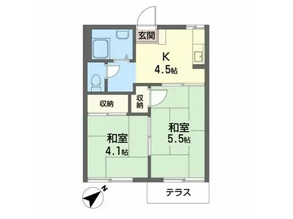 コーポラス津森(2K/1階)の間取り写真