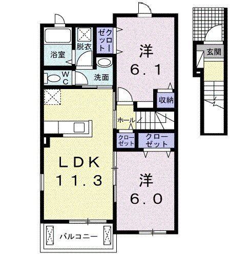 PRIME F・K(2LDK/2階)の間取り写真