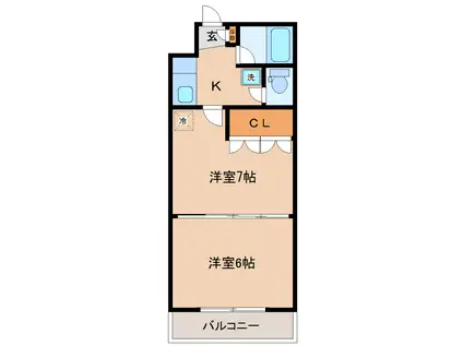 イーグルハイツ萩野町(2K/3階)の間取り写真