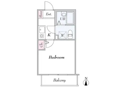 アーベインテラス千住緑町B棟(1K/2階)の間取り写真
