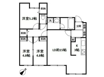 エルムコート(3LDK/1階)の間取り写真