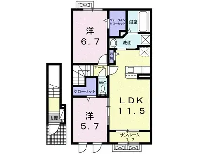 ドルチェ ヴィレッタ(2LDK/2階)の間取り写真