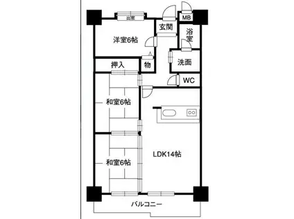 レジデンスマサノ2(3LDK/4階)の間取り写真