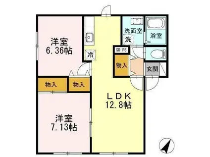 ルグランエム(2LDK/1階)の間取り写真