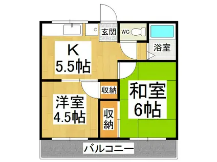 林コーポ(2DK/1階)の間取り写真