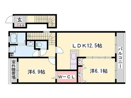 ロワジール(1LDK/2階)の間取り写真