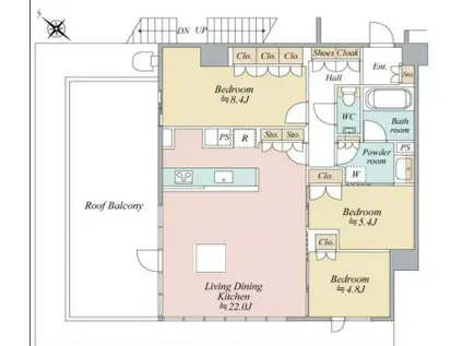 プレミスト赤坂檜町公園(3LDK/4階)の間取り写真