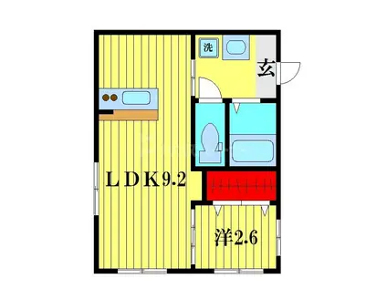 ウィザース(1LDK/1階)の間取り写真