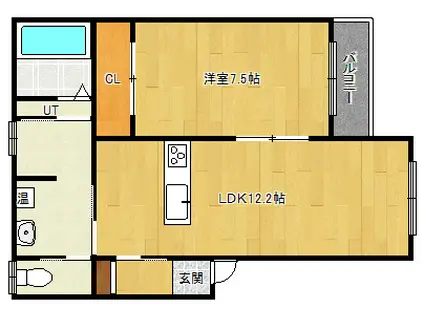 TOWN KINO 8 A棟(1LDK/3階)の間取り写真