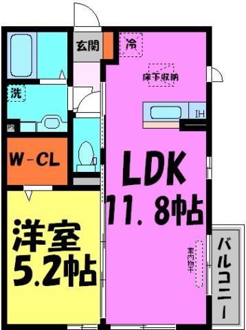ティアレ(1LDK/1階)の間取り写真