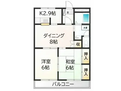 パークハイムA(2DK/2階)の間取り写真