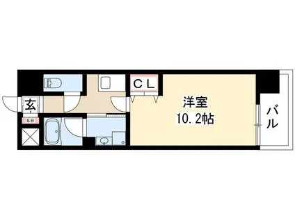 ヒルズ新栄2号館(1K/6階)の間取り写真