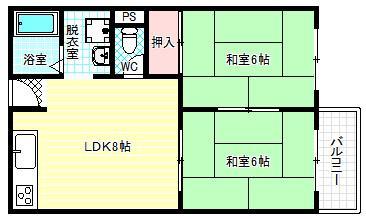 中野ハイツ(2LDK/2階)の間取り写真