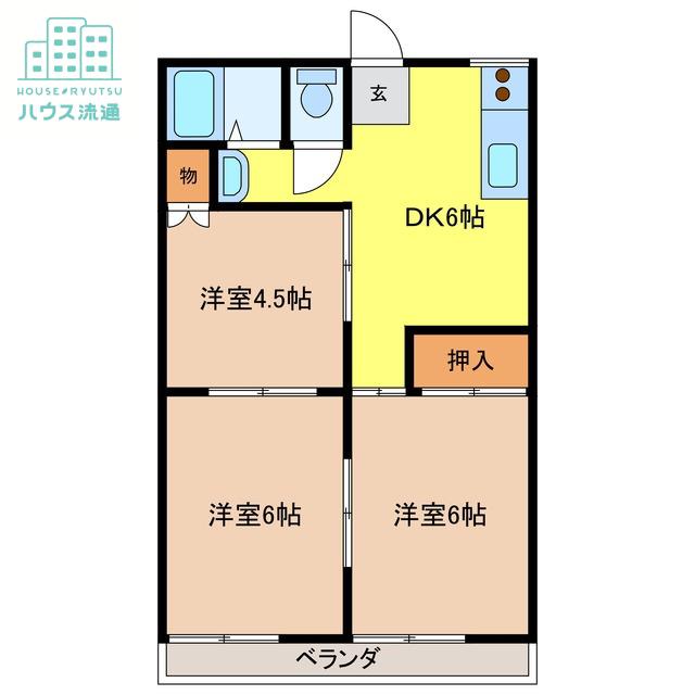 メゾンド佑(3DK/2階)の間取り写真