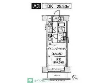 スパシエ幡ヶ谷(1DK/3階)の間取り写真