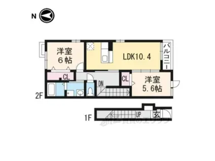 ベル プロムナード(2LDK/2階)の間取り写真