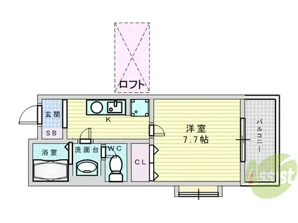 カルム香川III(1K/2階)の間取り写真